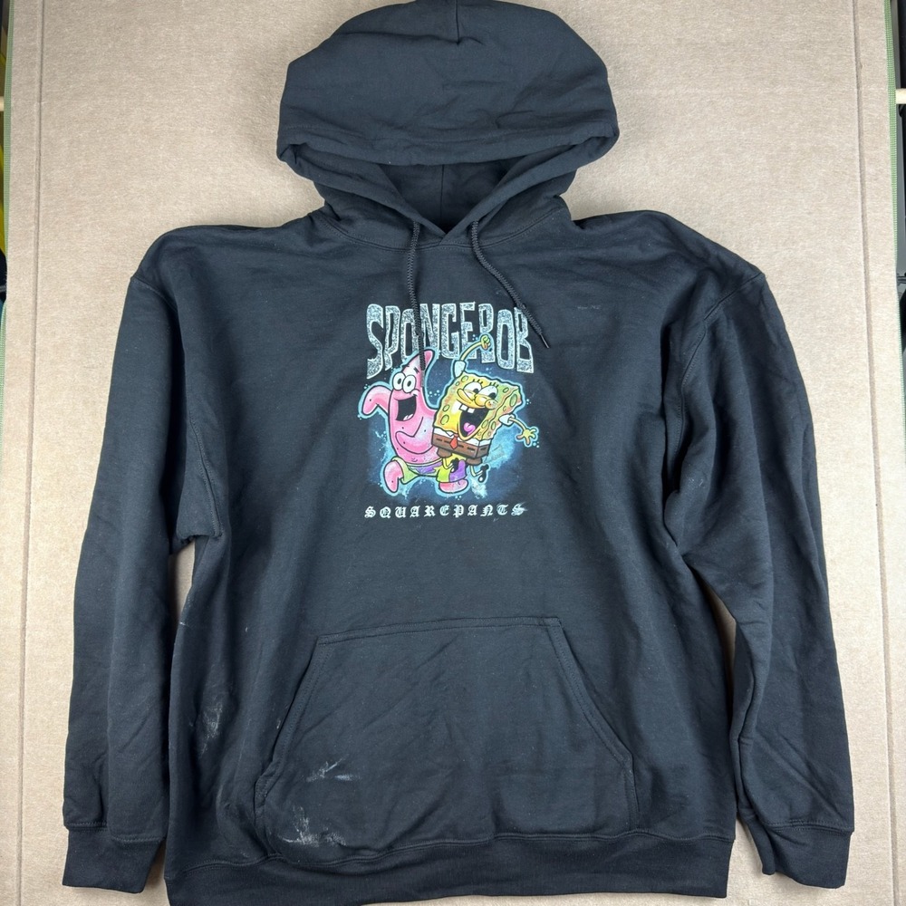 Nickelodeon SpongeBob SquarePants Hoodie‎ XL Black Cartoon Pullover